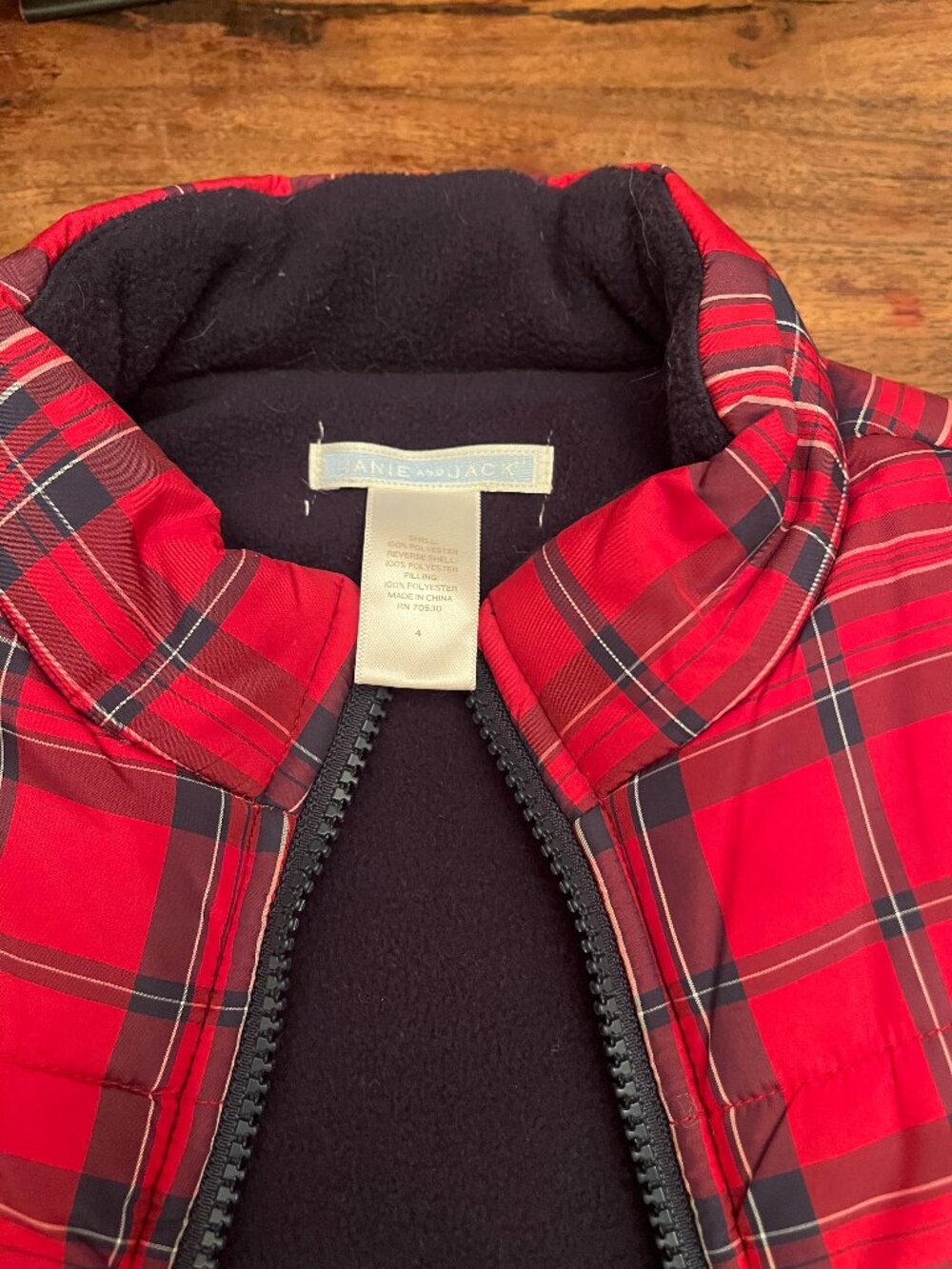 Janie and Jack Red Plaid Quilted Puffer Vest Kids Size 4